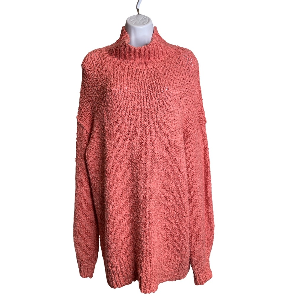 Anthropologie Womens The Need It Oversized Mock Neck Sweater Sz S Salmon Slouchy